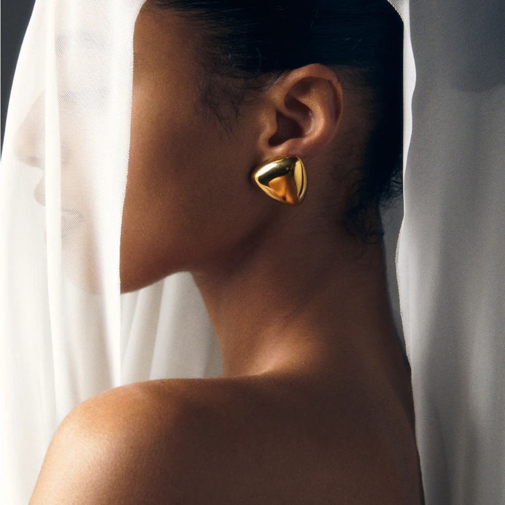 8 Other Reasons Wikki Stud 24K Gold Plated Stainless Steel Triangle Earrings New